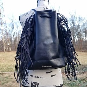 Women's Black Fringe Backpack